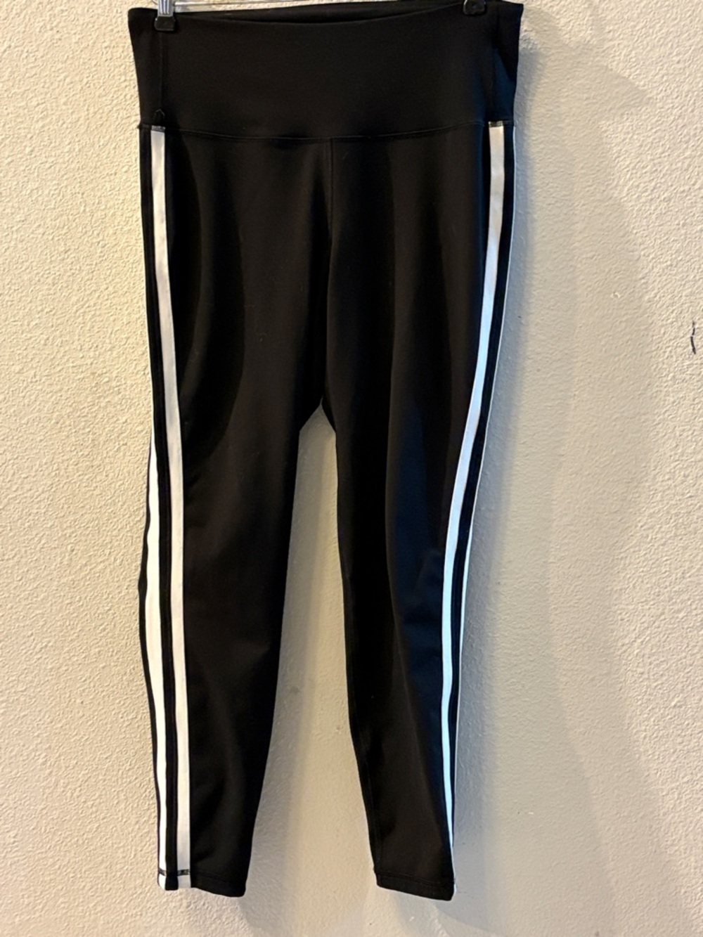 Old Navy Black Leggings with White Side Stripes